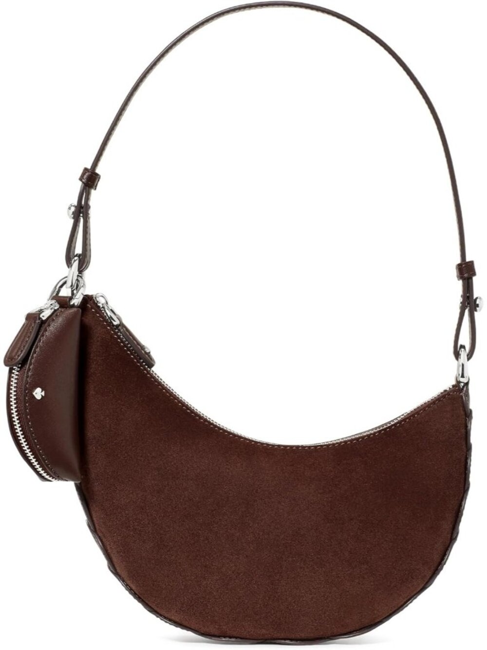 Women's Brown Suede Duo Crinkle Metallic Leather Mini Shoulder Crossbody Bags